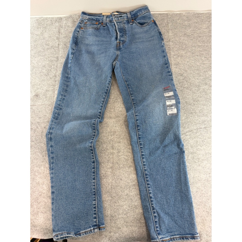 Levis Wedgie Straight Jeans Womens 25 Blue Denim High Rise Button Fly Classic